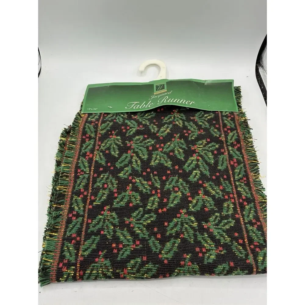 Windham Weavers Christmas Jacquard Table Runner 54” + 2 Placemats NOS